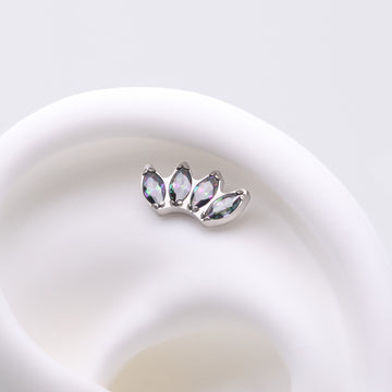 Detail View 1 of Implant Grade Titanium OneFit Threadless Brilliant Marquise Sparkle Fan Top Part-Vitrail Medium